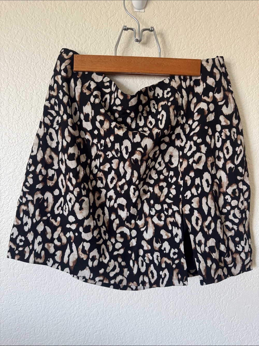 H&M Leopard Print Mini Skirt in Black, Cream and Brown